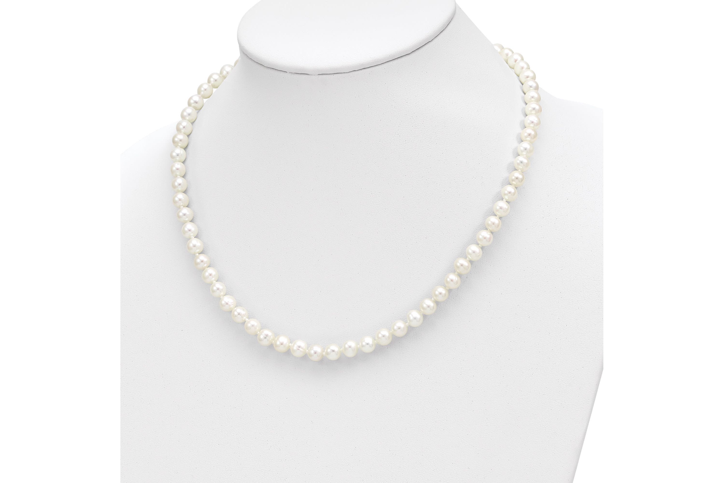 14K Yellow Gold 6-7mm Freshwater Cultured Pearl 7.25 with 1-inch Ext. Bracelet 18-inch with 2-inch Ext. Neck Earring Set