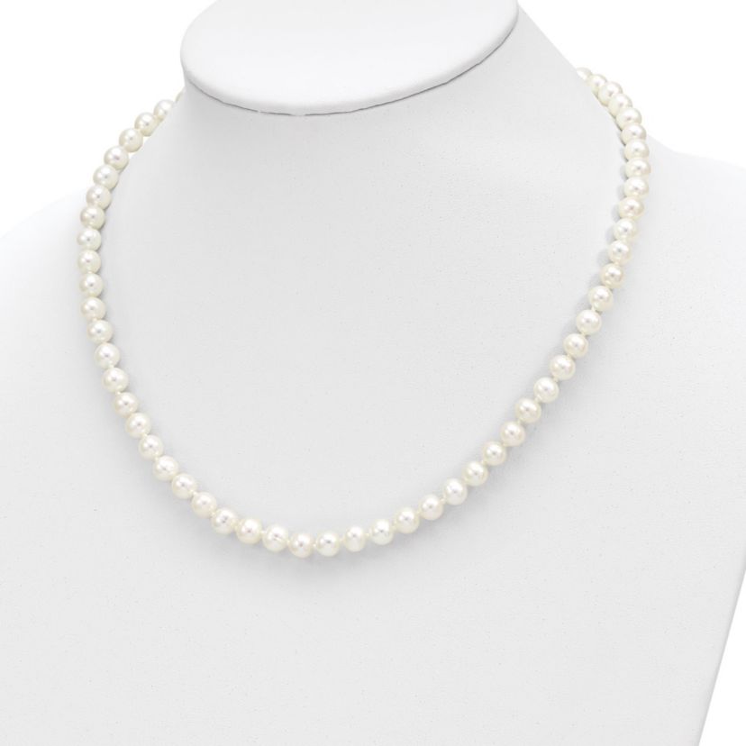 14K Yellow Gold 6-7mm Freshwater Cultured Pearl 7.25 with 1-inch Ext. Bracelet 18-inch with 2-inch Ext. Neck Earring Set