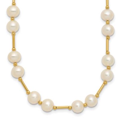 Belk & Co 14K Yellow Gold 6-7mm White Near Round Freshwater Cultured Pearl Bead Necklace