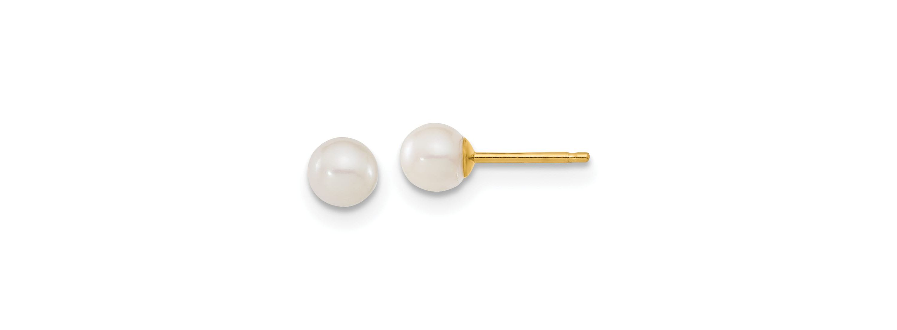 14K Yellow Gold Childrens 4-5mm White Freshwater Cultured Pearl Pendant and Earring Set
