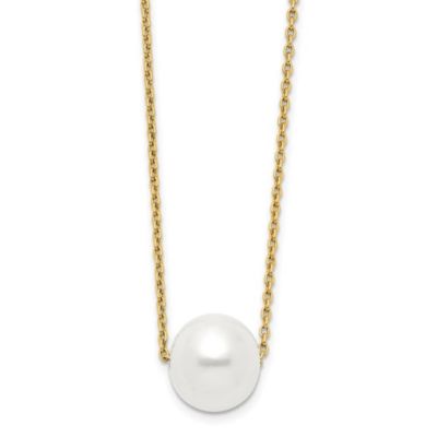 Belk & Co 14K Yellow Gold 10-11mm White Round Freshwater Cultured Pearl 17-inch Cable Necklace