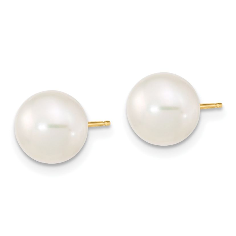 14K Yellow Gold 8-9mm Near Round Freshwater Cultured Pearl Earring with 1-inch Ext. Bracelet with 2-inch Ext. Necklace Set