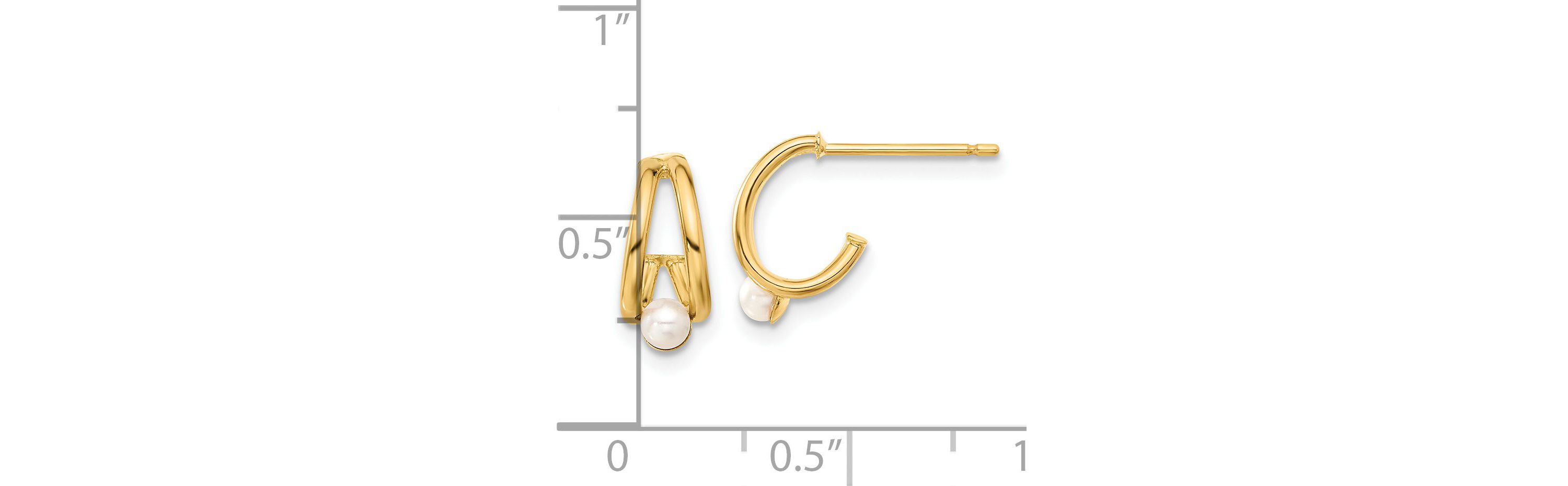 14K Yellow Gold Polished Freshwater Cultured Pearl J-Hoop Earrings