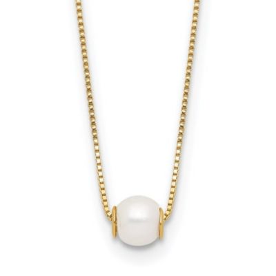 Belk & Co 14K Yellow Gold 4-5mm Round White Freshwater Cultured Pearl 18 Inch Necklace