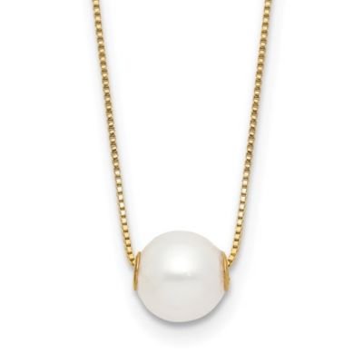 Belk & Co 14K Yellow Gold 7-8mm Round White Freshwater Cultured Pearl 18 Inch Necklace