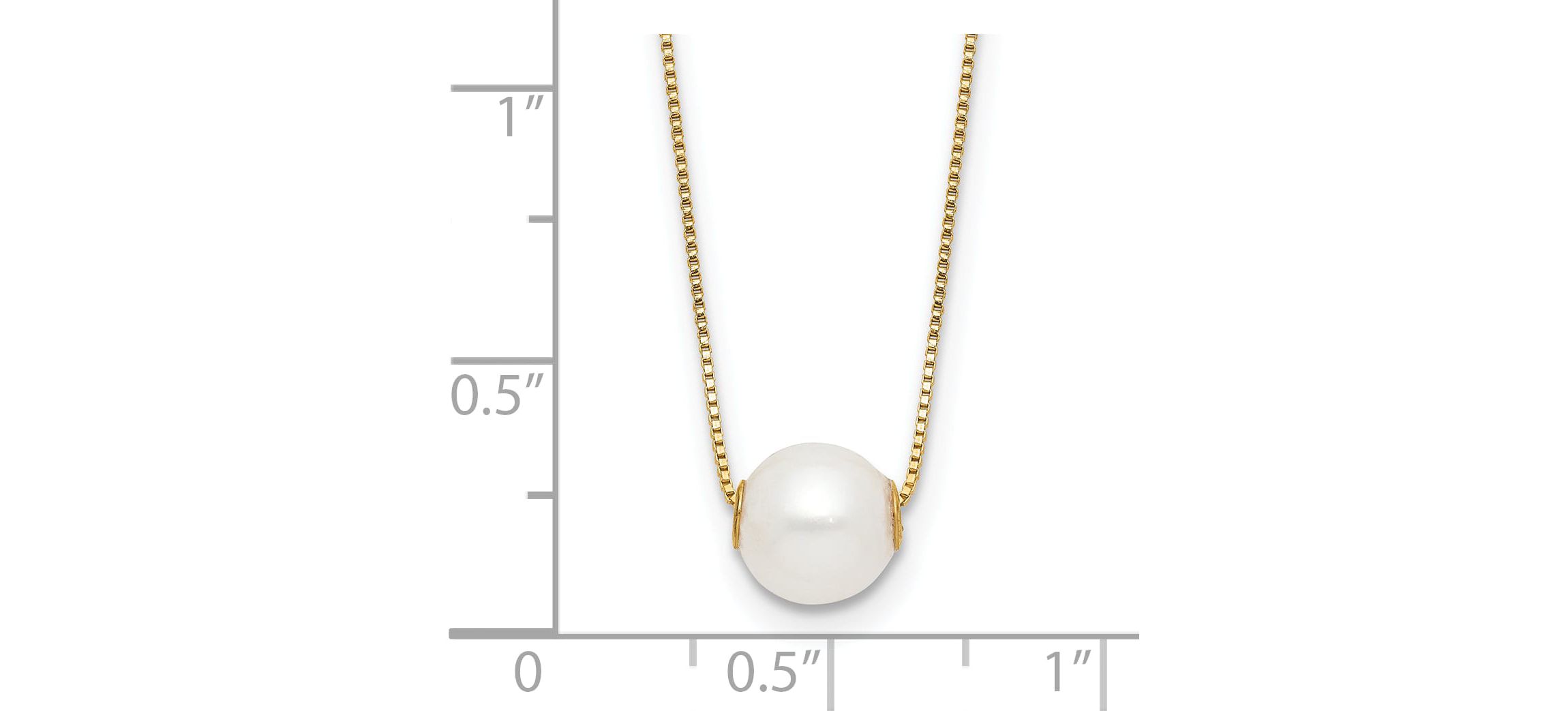 14K Yellow Gold 7-8mm Round White Freshwater Cultured Pearl 18 Inch Necklace