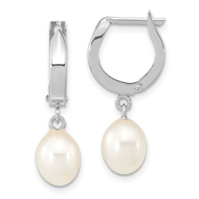 Belk & Co 14K White Gold 6-7mm Teardrop White Freshwater Cultured Pearl Hoop Dangle Earrings