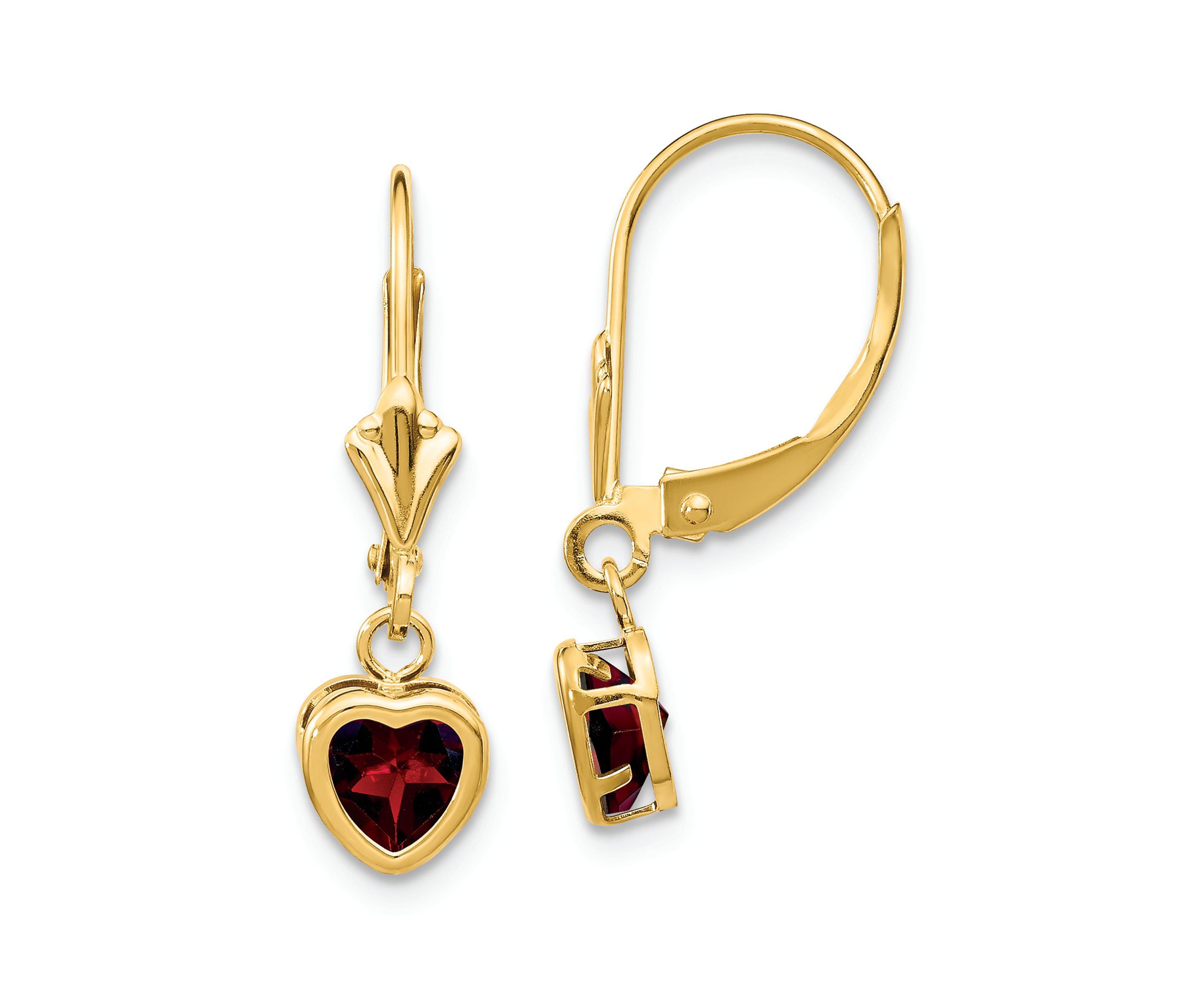1.1 ct. t.w. Garnet 5mm Heart Earrings in 14K Yellow Gold
