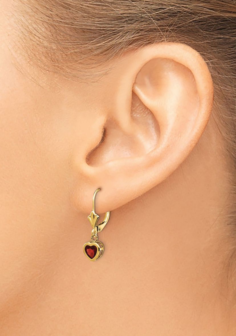 1.1 ct. t.w. Garnet 5mm Heart Earrings in 14K Yellow Gold