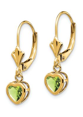 0.96 ct. t.w. Peridot 5mm Heart Earrings in 14K Yellow Gold