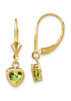 0.96 ct. t.w. Peridot 5mm Heart Earrings in 14K Yellow Gold