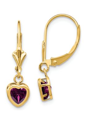 Belk & Co 1.2 ct. t.w. Rhodolite Garnet 5mm Heart Earrings in 14K Yellow Gold, Red