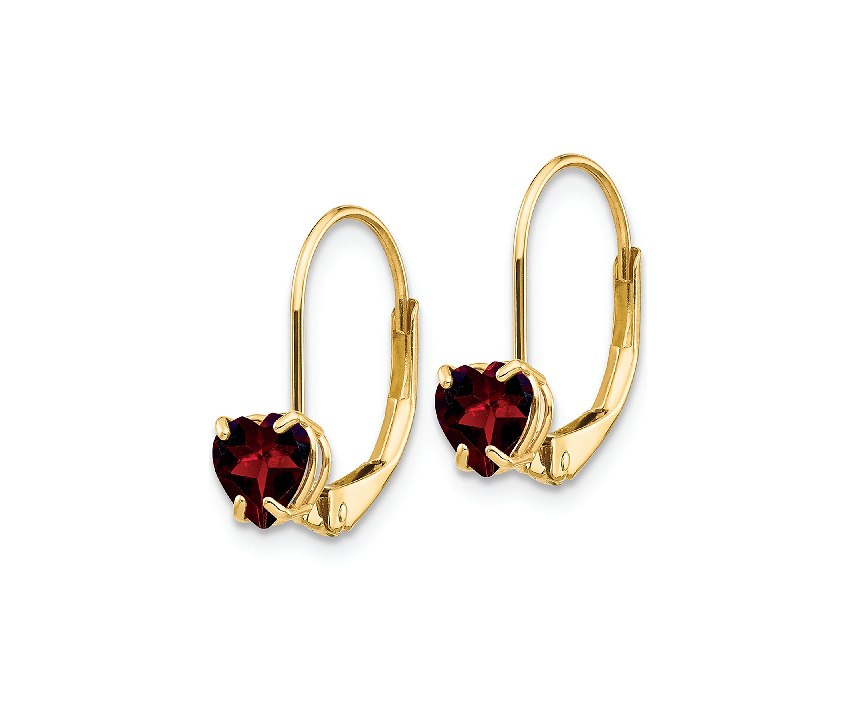 1.1 ct. t.w. Garnet 5mm Heart Leverback Earrings in 14K Yellow Gold