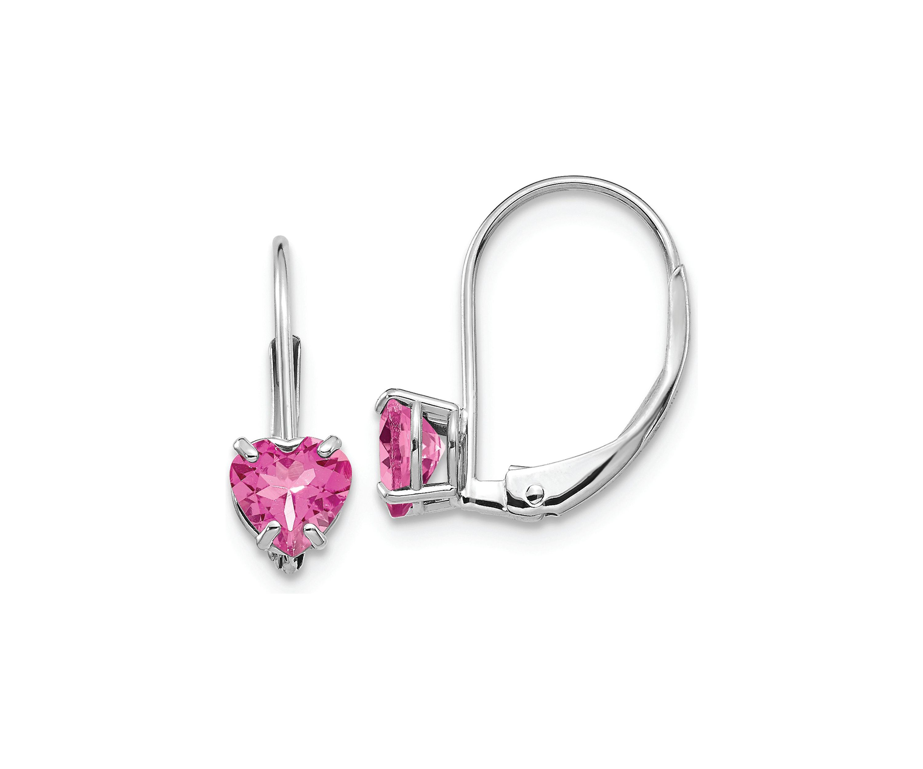 1.1 ct. t.w. Pink Tourmaline 5mm Heart Leverback Earrings in 14K White Gold