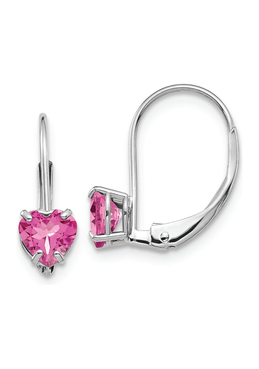 1.1 ct. t.w. Pink Tourmaline 5mm Heart Leverback Earrings in 14K White Gold