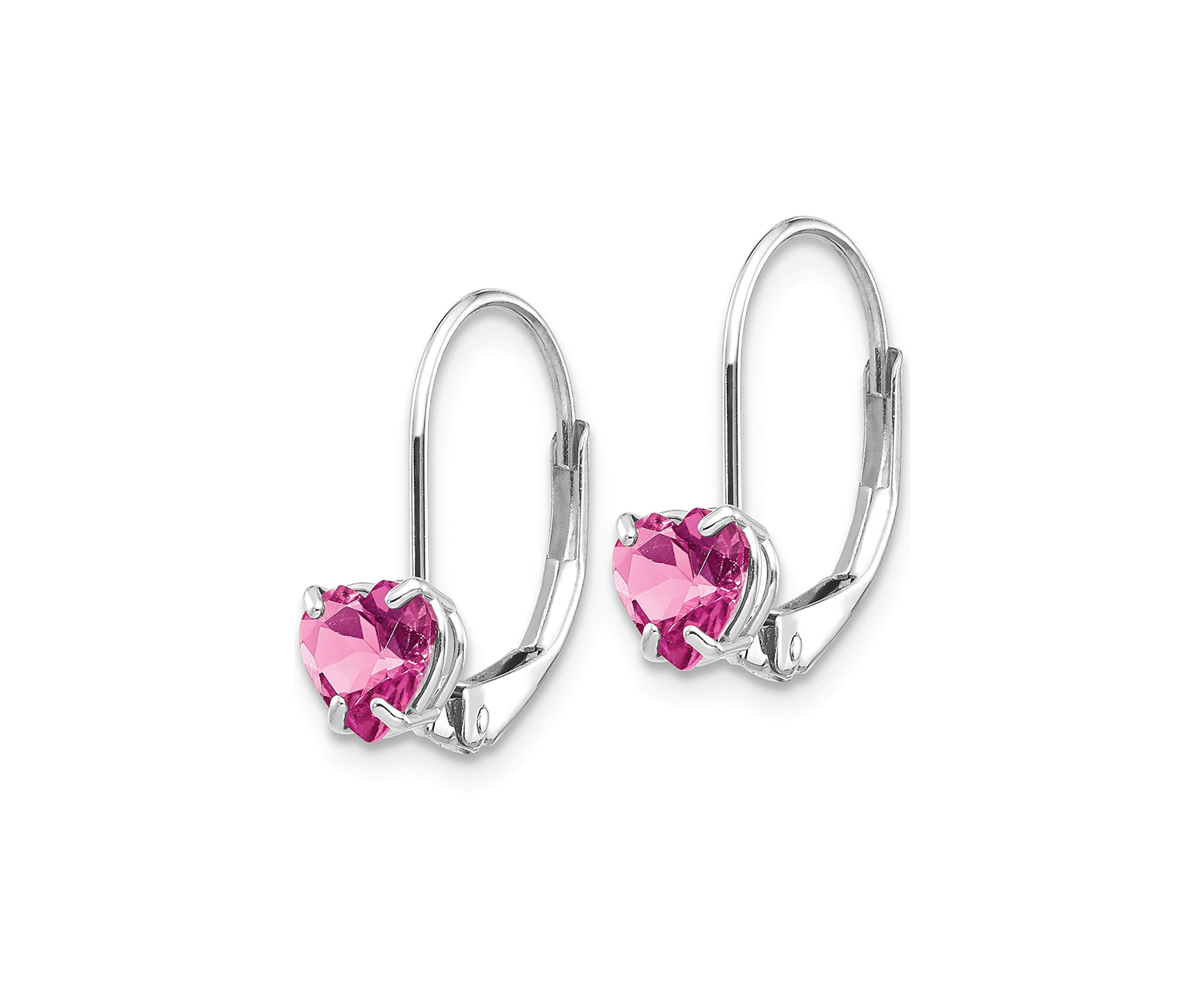 1.1 ct. t.w. Pink Tourmaline 5mm Heart Leverback Earrings in 14K White Gold