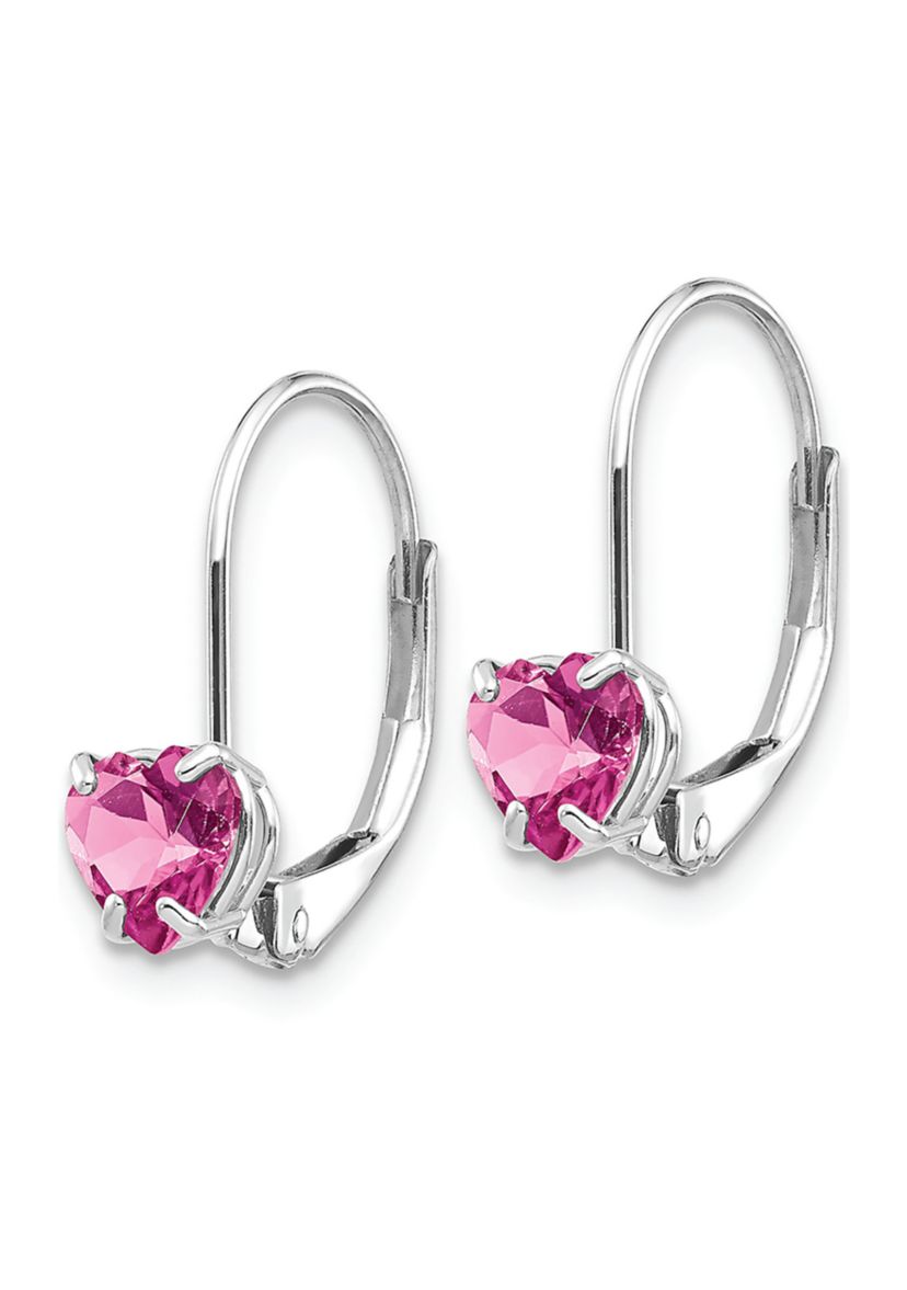 1.1 ct. t.w. Pink Tourmaline 5mm Heart Leverback Earrings in 14K White Gold