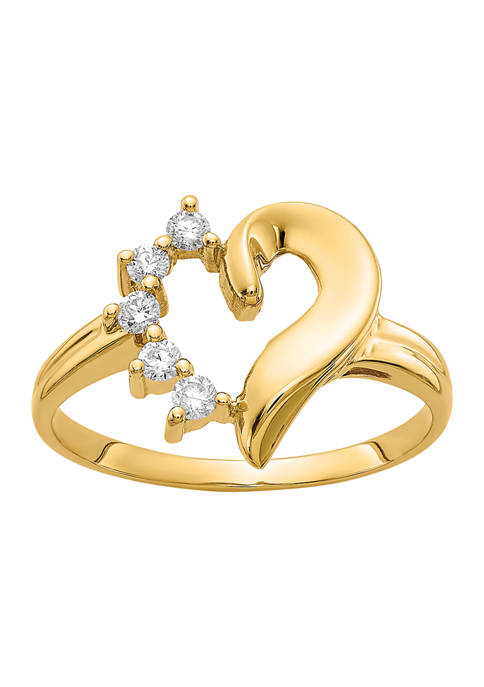 1/8 ct. t.w. Diamond Heart Ring in 14K Yellow Gold