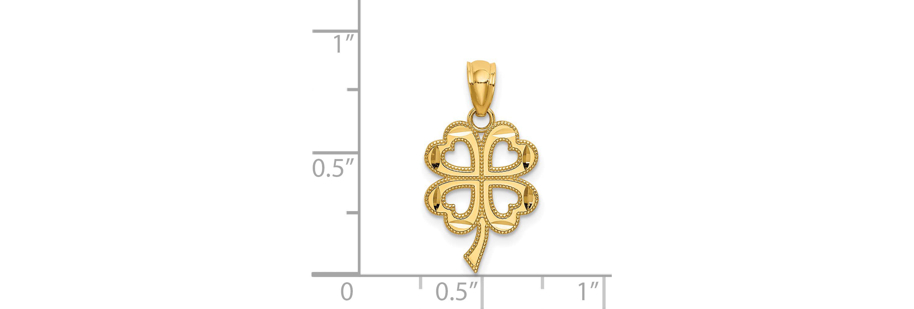 14K Yellow Gold Four Leaf Clover Pendant