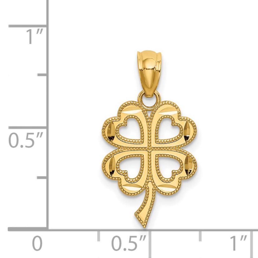 14K Yellow Gold Four Leaf Clover Pendant
