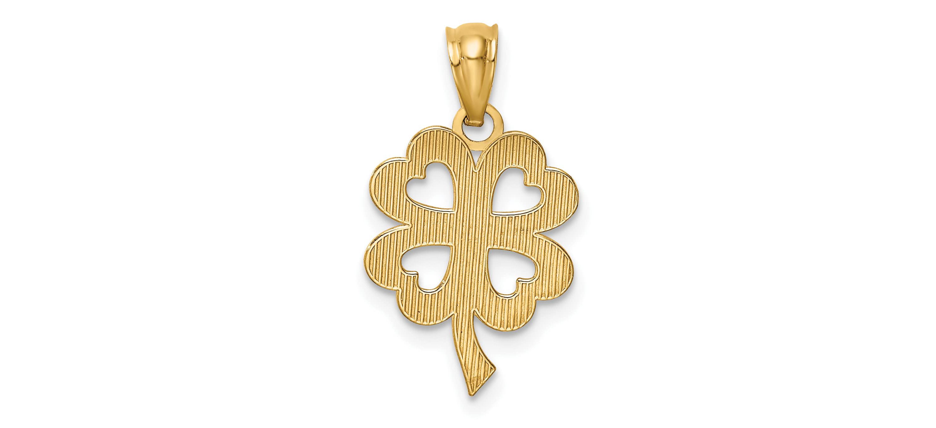 14K Yellow Gold Four Leaf Clover Pendant