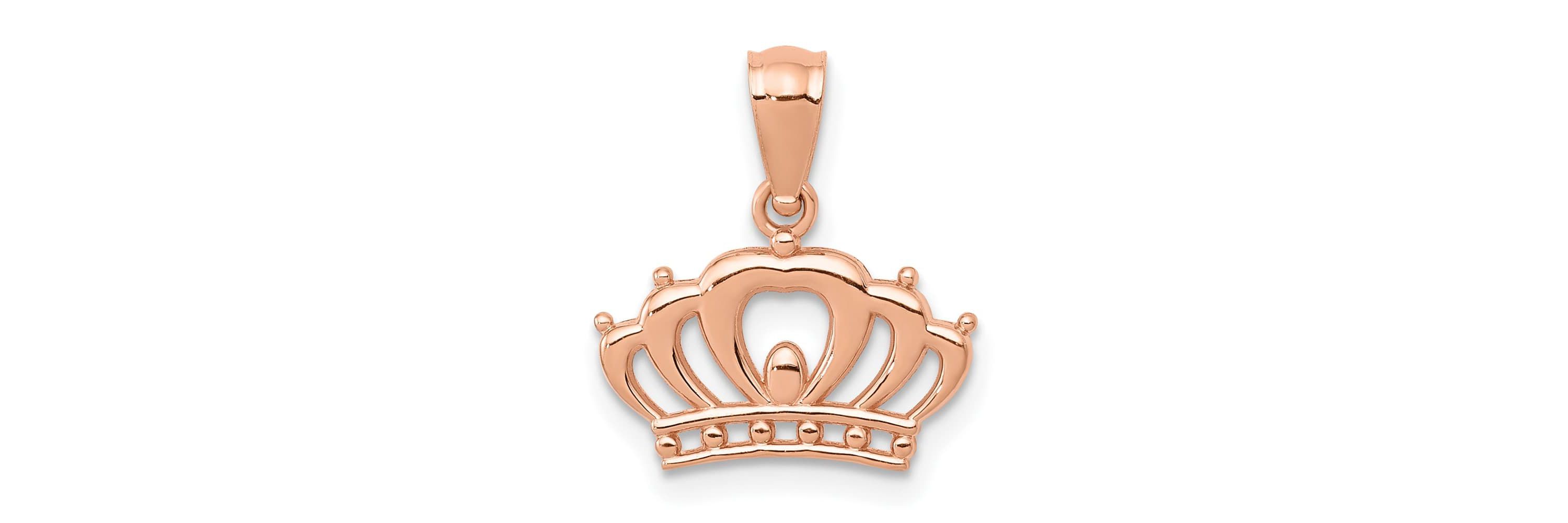 14K Rose Gold Crown Pendant