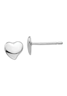 14K Gold Polished Heart Post Earrings