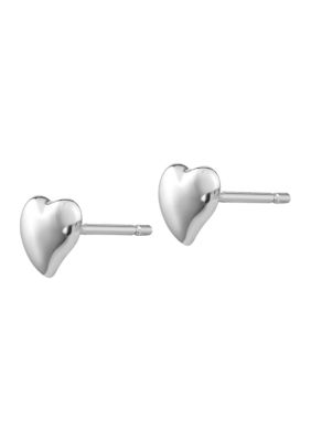 14K Gold Polished Heart Post Earrings