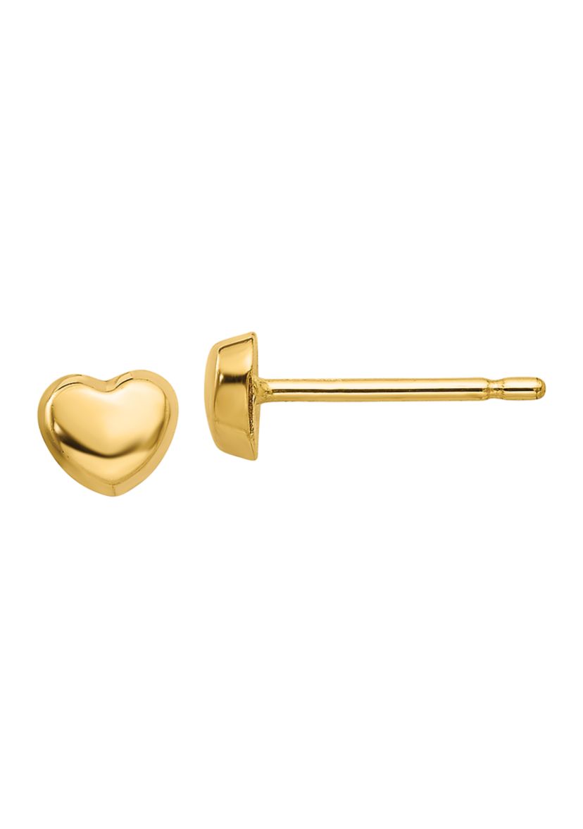 14K Yellow Gold Polished Heart Post Earrings