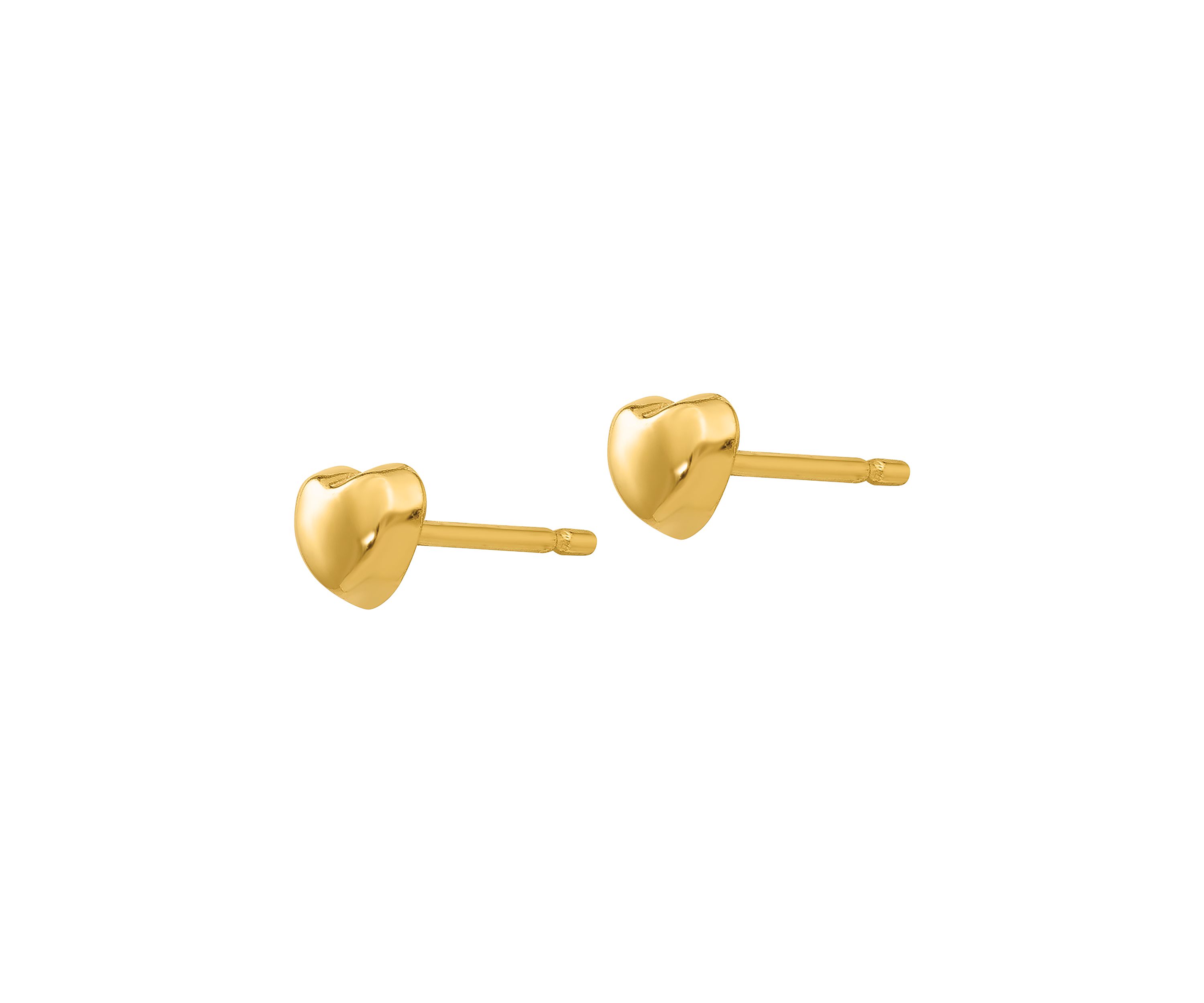 14K Yellow Gold Polished Heart Post Earrings