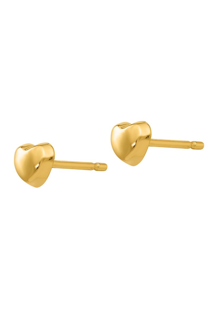 14K Yellow Gold Polished Heart Post Earrings