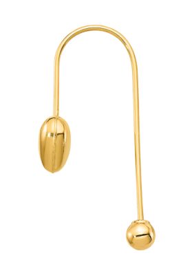 14K Yellow Gold Puffed Heart with Screw End Threader Earrings