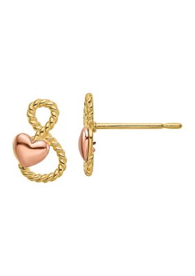 Belk  Co 14K TwoTone Heart Post Earrings Yellow