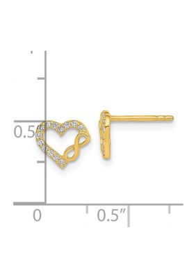 14K Two-Tone Infinity with Heart Post Earrings