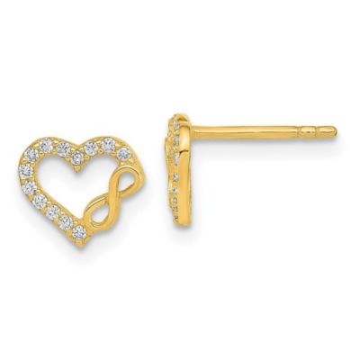 14K Two-Tone Infinity with Heart Post Earrings