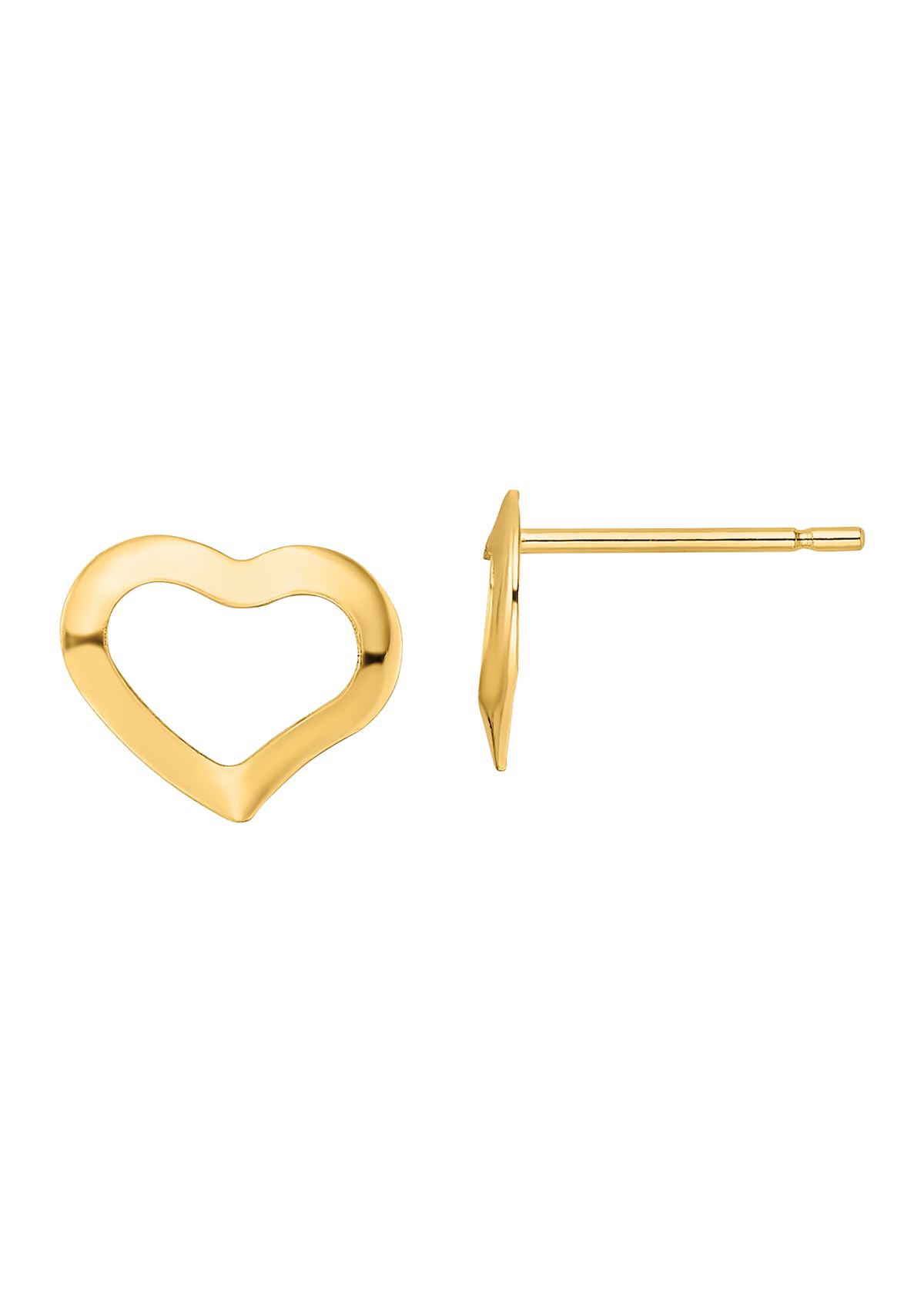 14K Yellow Gold Polished Heart Post Earrings