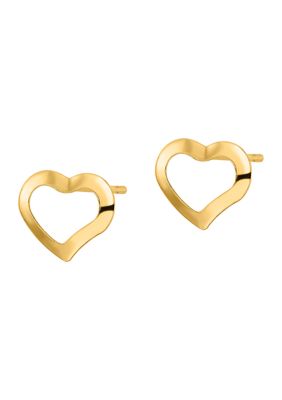 14K Yellow Gold Polished Heart Post Earrings