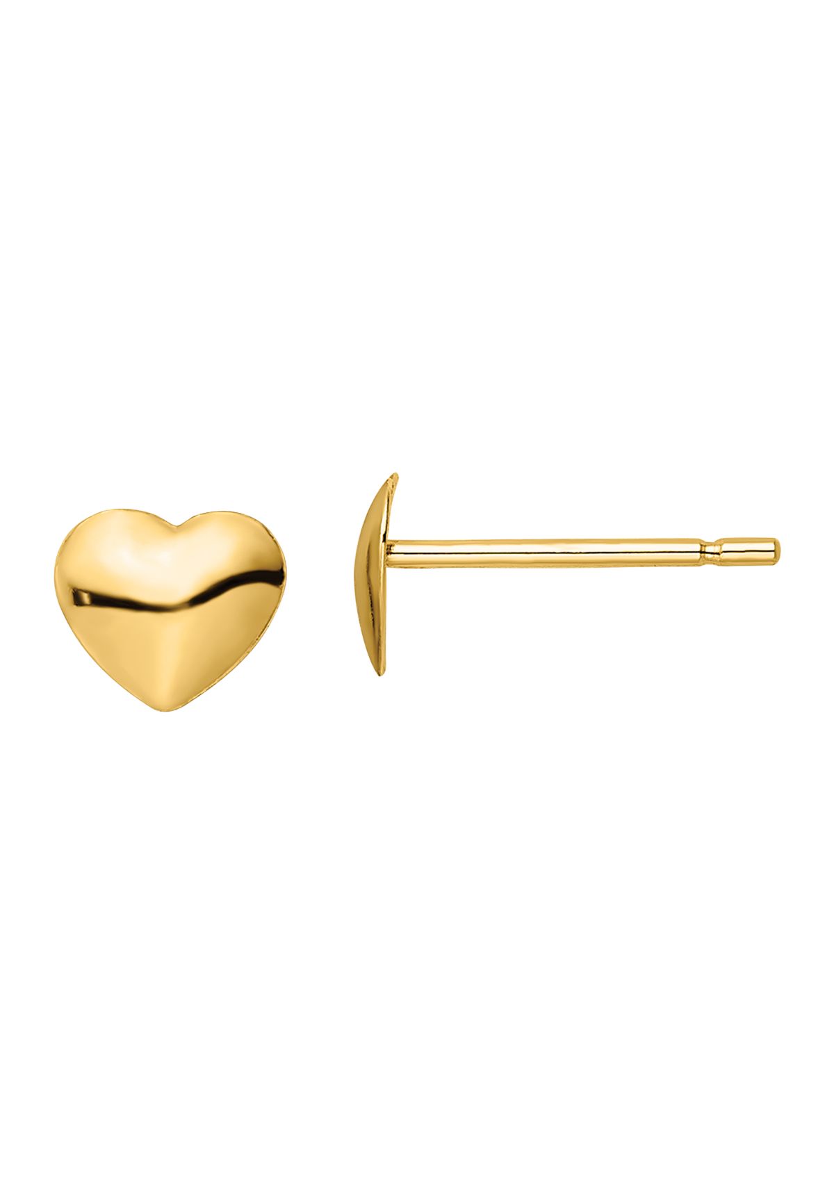 14K Yellow Gold Polished Heart Post Earrings