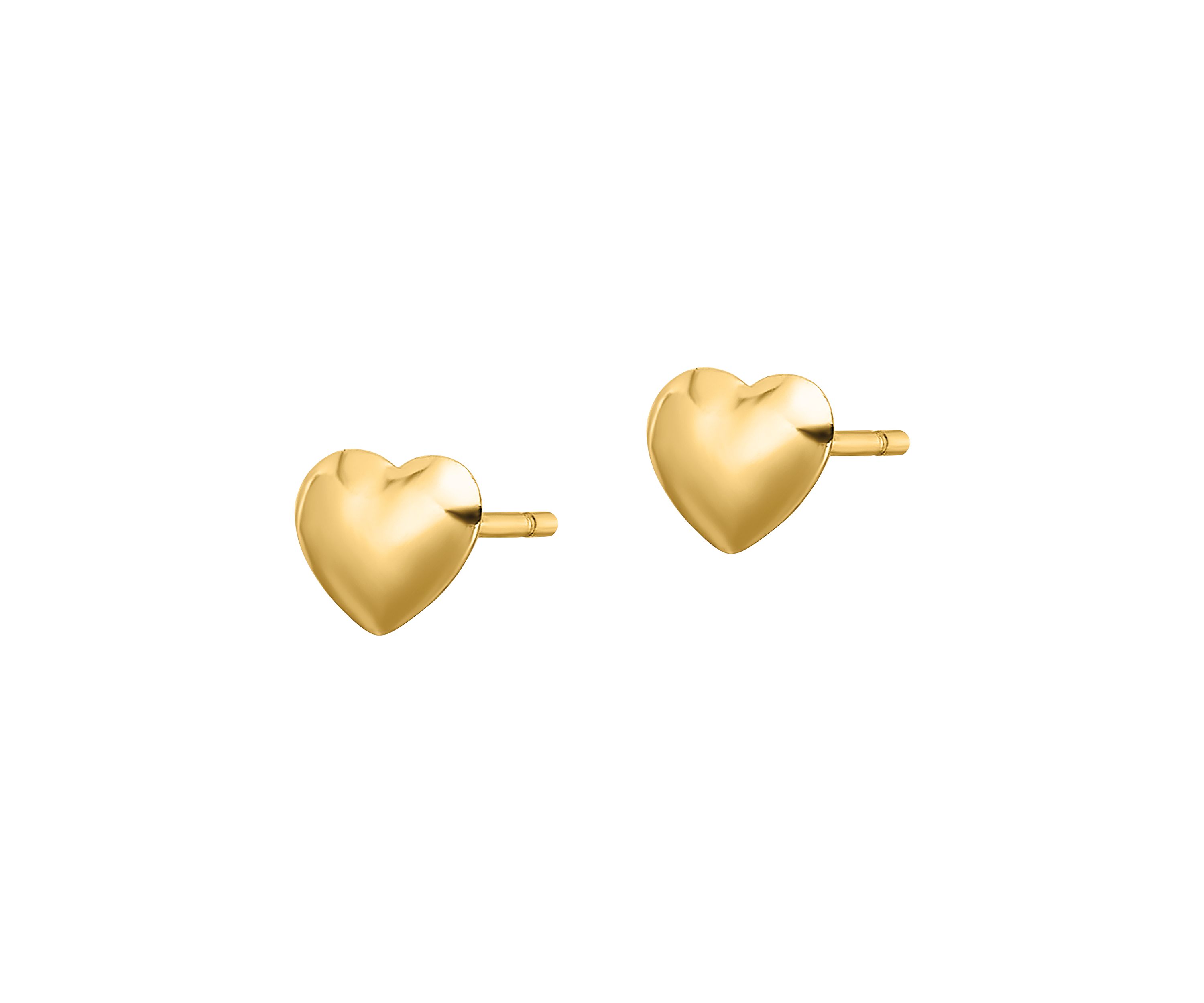 14K Yellow Gold Polished Heart Post Earrings