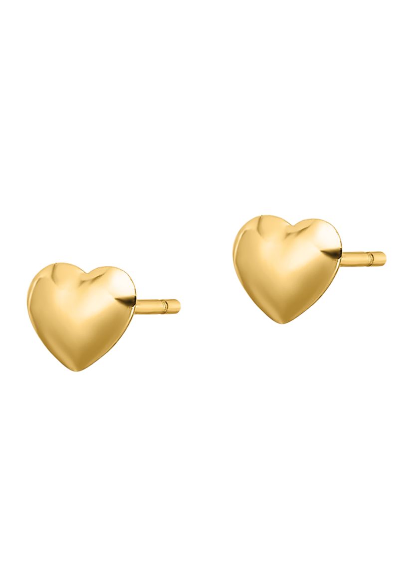 14K Yellow Gold Polished Heart Post Earrings