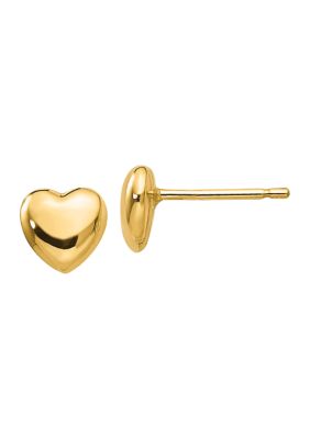 14K Yellow Gold Heart Earrings