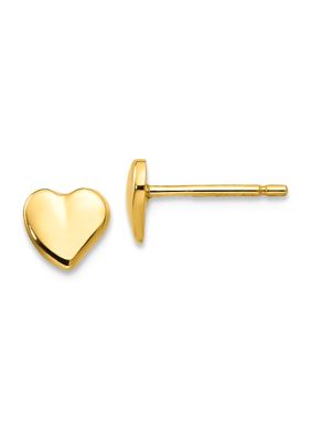 14K Yellow Gold Heart Earrings