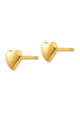 14K Yellow Gold Heart Earrings