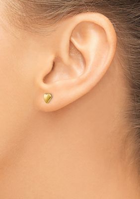 14K Yellow Gold Heart Earrings