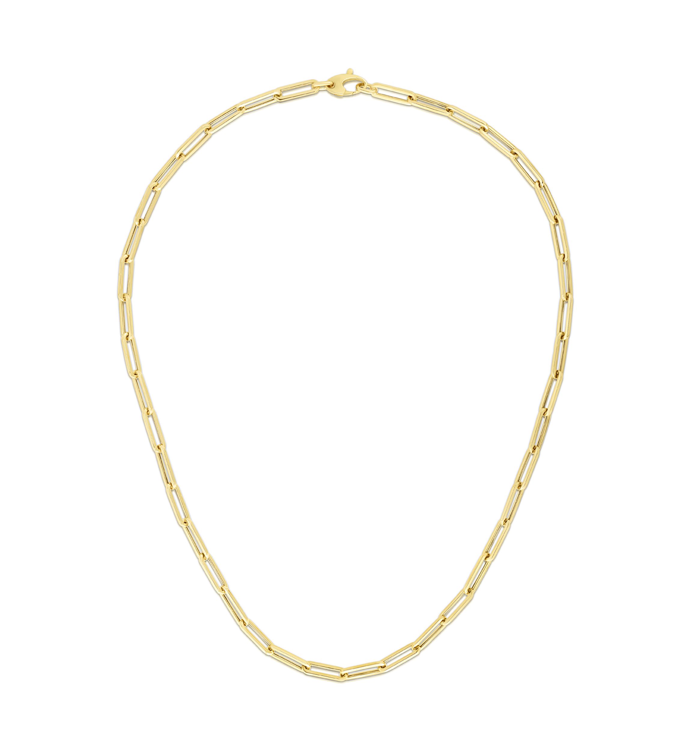 14KY Paperclip lite chain with lobster clasp