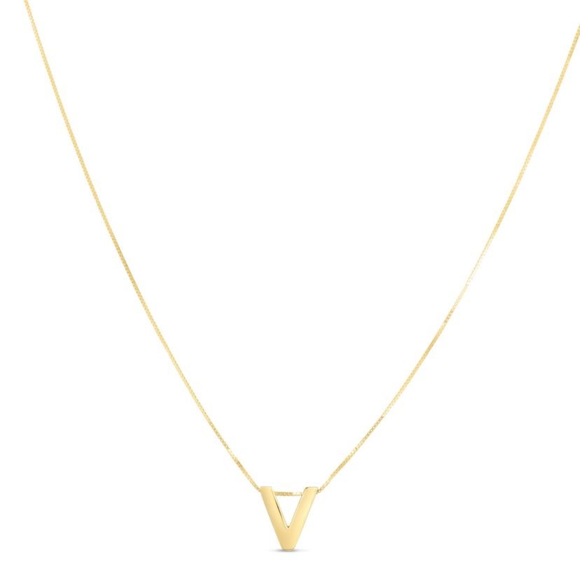 14 Karat Yellow Gold Block Initial-Q Necklace