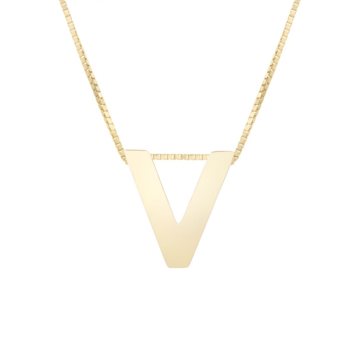 14 Karat Yellow Gold Block Initial-Q Necklace