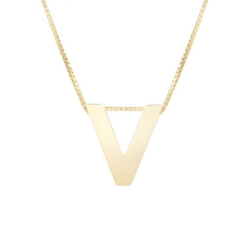 14 Karat Yellow Gold Block Initial-Q Necklace