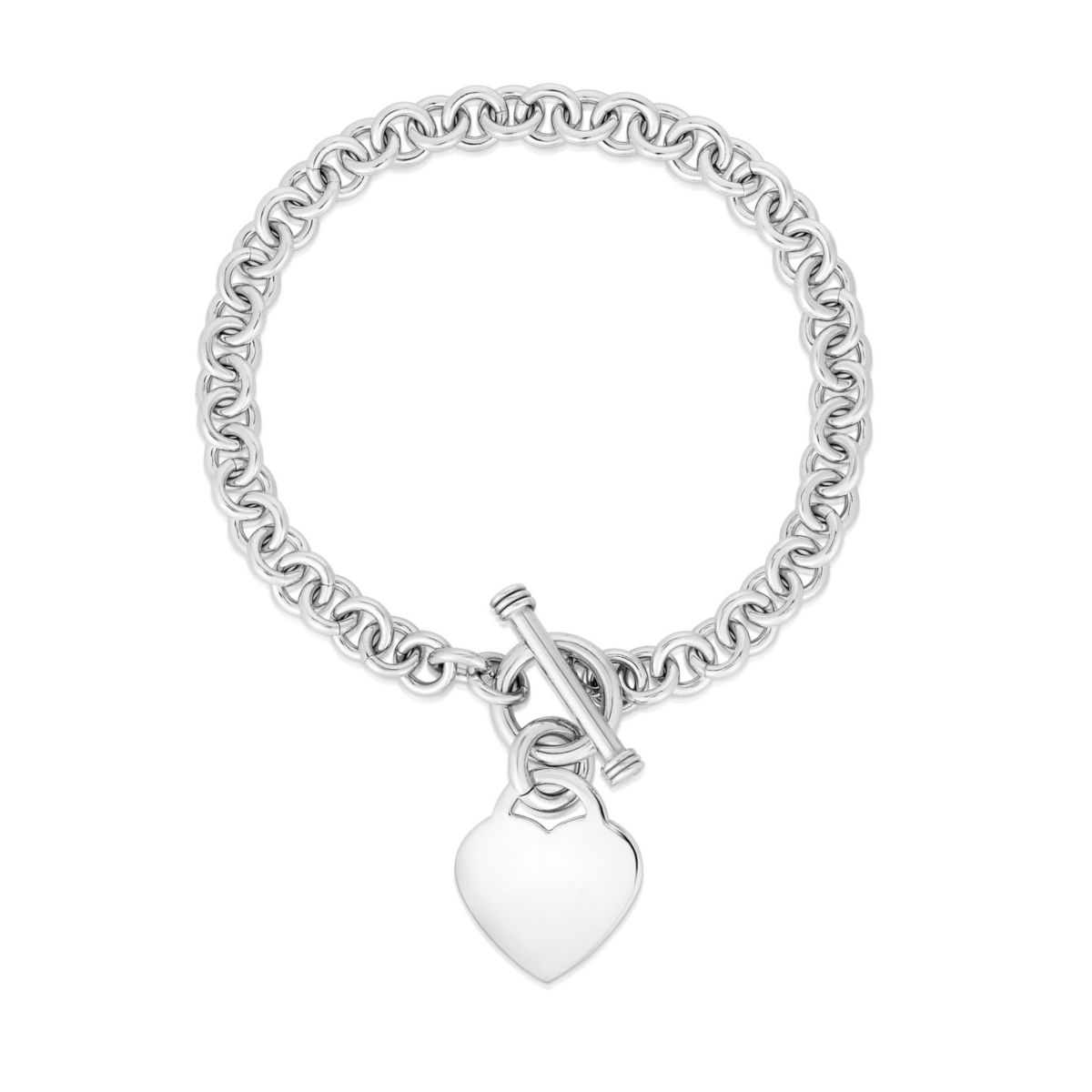 Sterling Silver Heart Toggle Bracelet