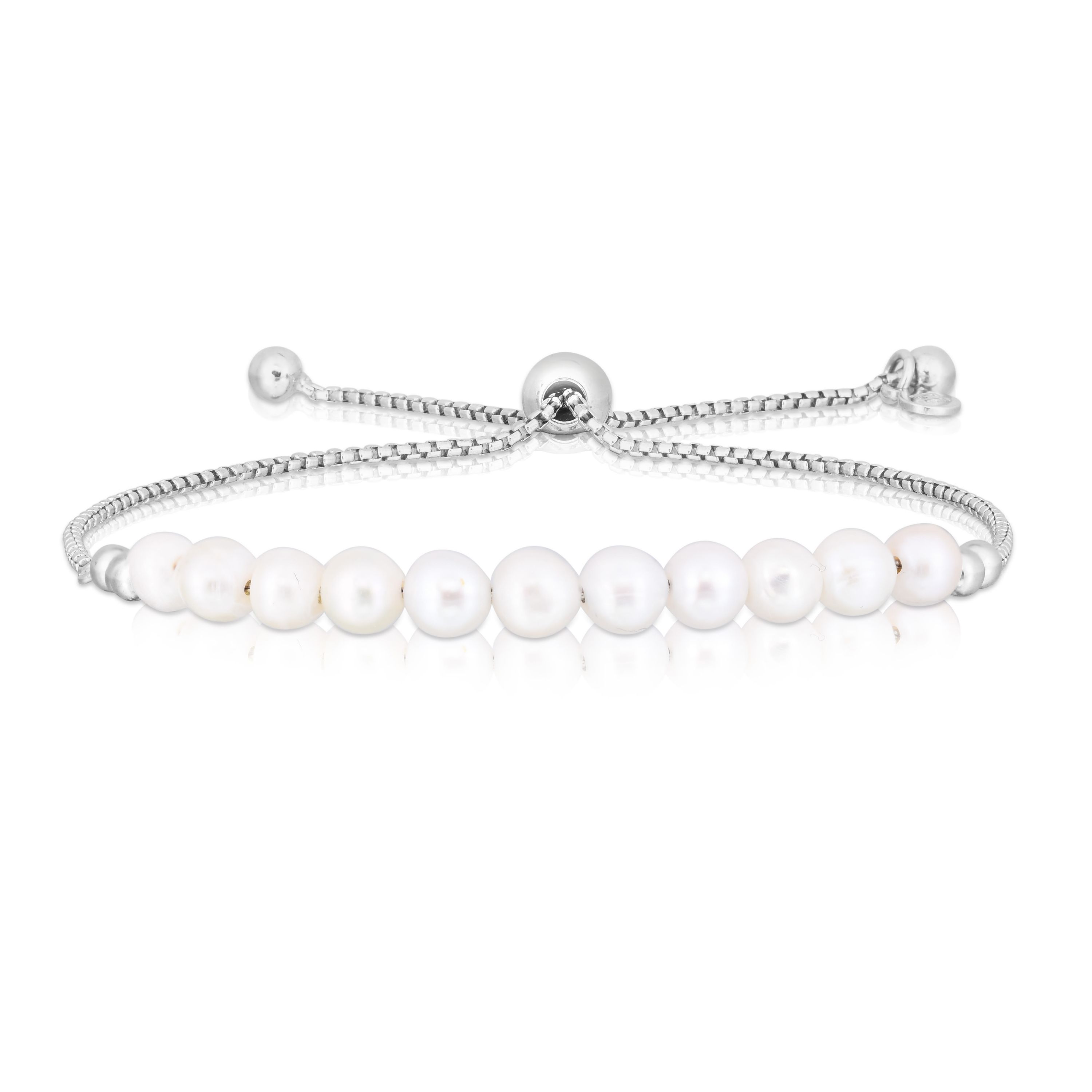 S/S Fresh Water Pearl Bolo Bracelet